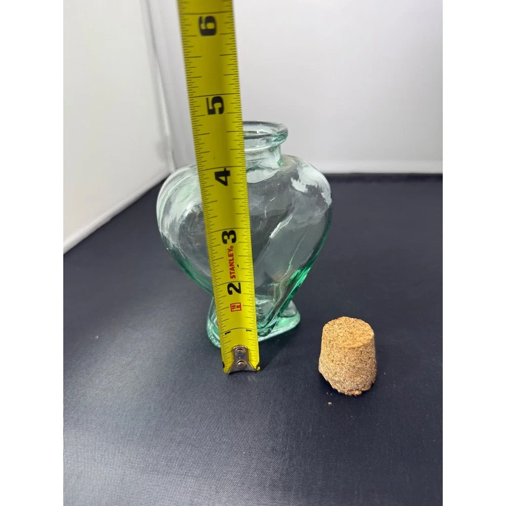 Heart Shaped Glass Bottle Jar‎ with Cork Stopper Made in Spain Decorative vase